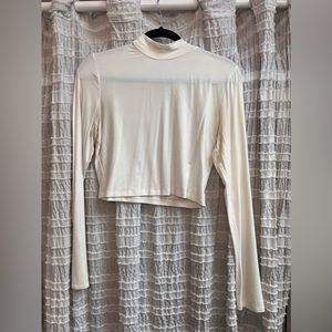 White Long Sleeve Mock-Neck Top